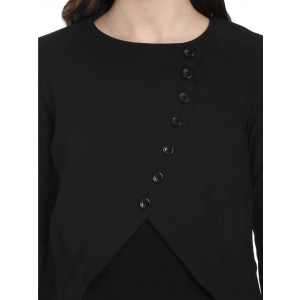 Generic Women's Polyester Diagonal Cut Long Sleeves Blazer (Black)