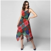 Dropship Women's Polyester Asymmetrical Shoulder Straps Knee-Length Dress (Multicolor)