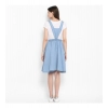 Dropship Women's Denim Solid Sleeveless Above Knee Dress (Blue)
