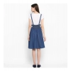 Dropship Women's Denim Solid Shoulder Straps Below Knee Dress (Blue)