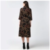 Dropship Women's Polyester Chain Print Roll Up Sleeve Below Knee Dress (Black - Yellow)