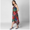 Dropship Women's Polyester Asymmetrical Shoulder Straps Knee-Length Dress (Multicolor)