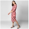 Dropship Women's Polyester Checkered 3-4th Sleeves Below Knee Dress (Pink - Black)