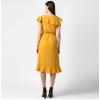 Dropship Women's Polyester Ruffled Cap Sleeve Knee-Length Dress (Yellow)