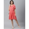 Dropship Women's Polyester Polka Flutter Above Knee Dress (Coral)