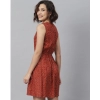 Dropship Women's Rayon Polka Sleeveless Above Knee Dress (Rust)