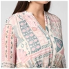 Dropship Women's Polyester Printed Long Sleeves Above Knee Dress (Light Pink - Off White)