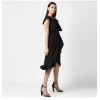Dropship Women's Polyester Ruffled Cap Sleeve Knee-Length Dress (Black)