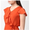 Dropship Women's Polyester Ruffled Cap Sleeve Knee-Length Dress (Orange)