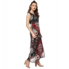 Dropship Women's Polyester Printed Sleeveless Dress (Red - Black)