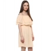 Dropship Women's Polyester Solid Sleeveless Knee-Length Dress (Beige)