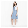 Dropship Women's Denim Solid Sleeveless Above Knee Dress (Blue)