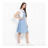 Dropship Women's Denim Solid Sleeveless Above Knee Dress (Blue)