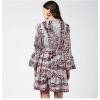 Dropship Women's Polyester Animal Print Bell Sleeve Above Knee Dress (Pink - Black)