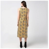 Dropship Women's Polyester Chain Print Sleeveless Below Knee Dress (Yellow - Black)