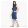 Dropship Women's Denim Solid Sleeveless Above Knee Dress (Blue)