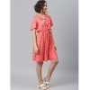 Dropship Women's Polyester Polka Flutter Above Knee Dress (Coral)