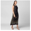 Dropship Women's Rayon Floral Sleeveless Calf-length Dress (Black)