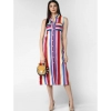 Dropship Women's Polyester Striped Sleeveless Calf-length Dress (Multicolor)