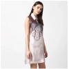 Dropship Women's Polyester Printed Sleeveless Above Knee Dress (Orange)