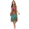 Dropship Women's Polyester Floral Sleeveless Below Knee Dress (Multicolor)