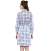 Dropship Women's Cotton Checkered Roll Up Sleeve Above Knee Dress (Blue)