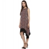 Dropship Women's Polyester Printed Sleeveless Knee-Length Dress (Multicolor)
