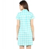 Dropship Women's Rayon Checkered Short Sleeve Above Knee Dress (SkuBlue - White)