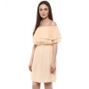 Dropship Women's Polyester Solid Sleeveless Knee-Length Dress (Beige)