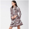 Dropship Women's Polyester Animal Print Bell Sleeve Above Knee Dress (Pink - Black)