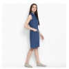 Dropship Women's Denim Solid Sleeveless Above Knee Dress (Blue)