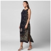 Dropship Women's Rayon Floral Sleeveless Calf-length Dress (Black)