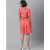 Dropship Women's Polyester Polka Flutter Above Knee Dress (Coral)