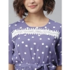 Dropship Women's Polyester Polka Bell Sleeve Above Knee Dress (Lavender)