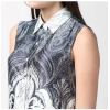 Dropship Women's Polyester Printed Sleeveless Above Knee Dress (Blue)