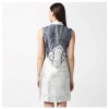 Dropship Women's Polyester Printed Sleeveless Above Knee Dress (Blue)