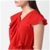 Dropship Women's Polyester Ruffled Cap Sleeve Knee-Length Dress (Red)