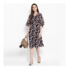 Dropship Women's Polyester Floral Short Sleeve Knee-Length Dress (Black - Multicolor)