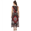 Dropship Women's Polyester Printed Sleeveless Dress (Red - Black)
