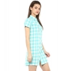 Dropship Women's Rayon Checkered Short Sleeve Above Knee Dress (SkuBlue - White)