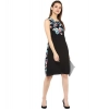 Dropship Women's Polyester Printed Sleeveless Above Knee Dress (Black - Multicolor)
