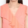 Dropship Women's Polyester Ruffled Cap Sleeve Below Knee Dress (Neon Pink)