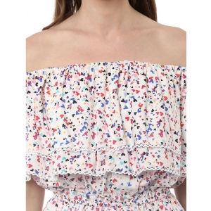 Generic Women's Rayon Floral Half Sleeve Above Knee Dress (Multicolor)