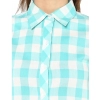 Dropship Women's Rayon Checkered Short Sleeve Above Knee Dress (SkuBlue - White)