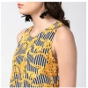 Dropship Women's Polyester Chain Print Sleeveless Below Knee Dress (Yellow - Black)