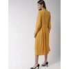 Dropship Women's Polyester Pintuck Long Sleeves Below Knee Dress (Yellow)