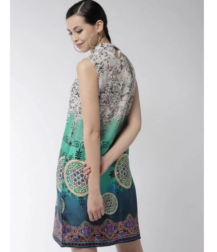 Women's Polyester Printed Sleeveless Above Knee Dress (Multicolor)