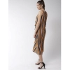 Dropship Women's Polyester Striped Sleeveless Below Knee Dress (Mustard)