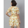 Dropship Women's Polyester Printed Flutter Above Knee Dress (Yellow - Orange)