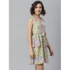 Dropship Women's Polyester Peplum Sleeveless Above Knee Dress (Multicolor)